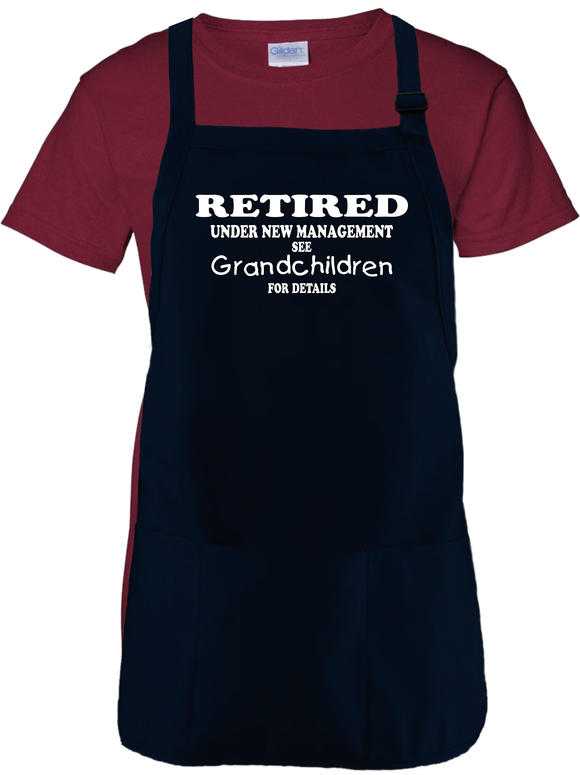 Retirement Apron Gift/ Retired, Under New Management See Grandchildren For Details Adult BBQ/ Cooking Adjustable Funny Apron