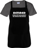 Retirement Apron Gift/ Retired, Under New Management See Spouse For Details Adult BBQ/ Cooking Adjustable Funny Apron