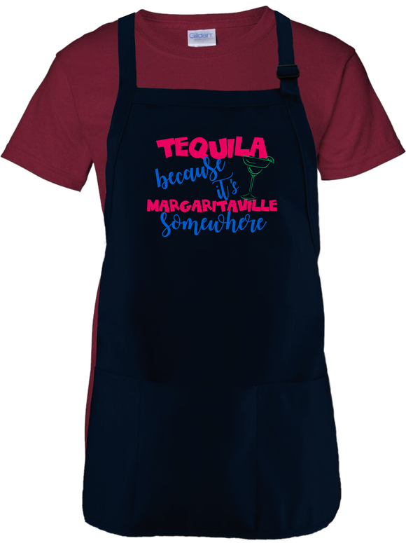 Tequila Margaritaville Cooking Apron Gift/ Tequila Because It’s Margaritaville Somewhere Adjustable Kitchen Apron