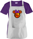 Disney Halloween Minnie Mouse Apron/ Spooky Orange And Purple Bow Bats And Spiders BBQ/ Cooking Adjustable Apron