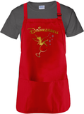 Drinkerbell Apron/ Disney Drinking Epcot Food And Wine Festival Funny Tinkerbell Gold, Glitter Red Wine Glass BBQ/ Cooking Adjustable Apron
