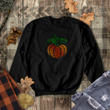 Filigree Pumpkin Autumn Sweatshirt/ Fall Swirl Pumpkin Sweatshirt/ Metallic Orange And Green Rustic Fall Colors Fleece Sweater