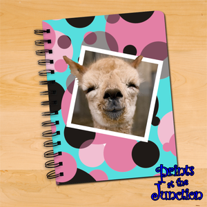 Funny Llama Journal Gift/ Llama Selfie Journal/ Funny Close Up Llama Selfie Photo Notebook/ Spiral Journal Gift/ Farm Animal Art Gift