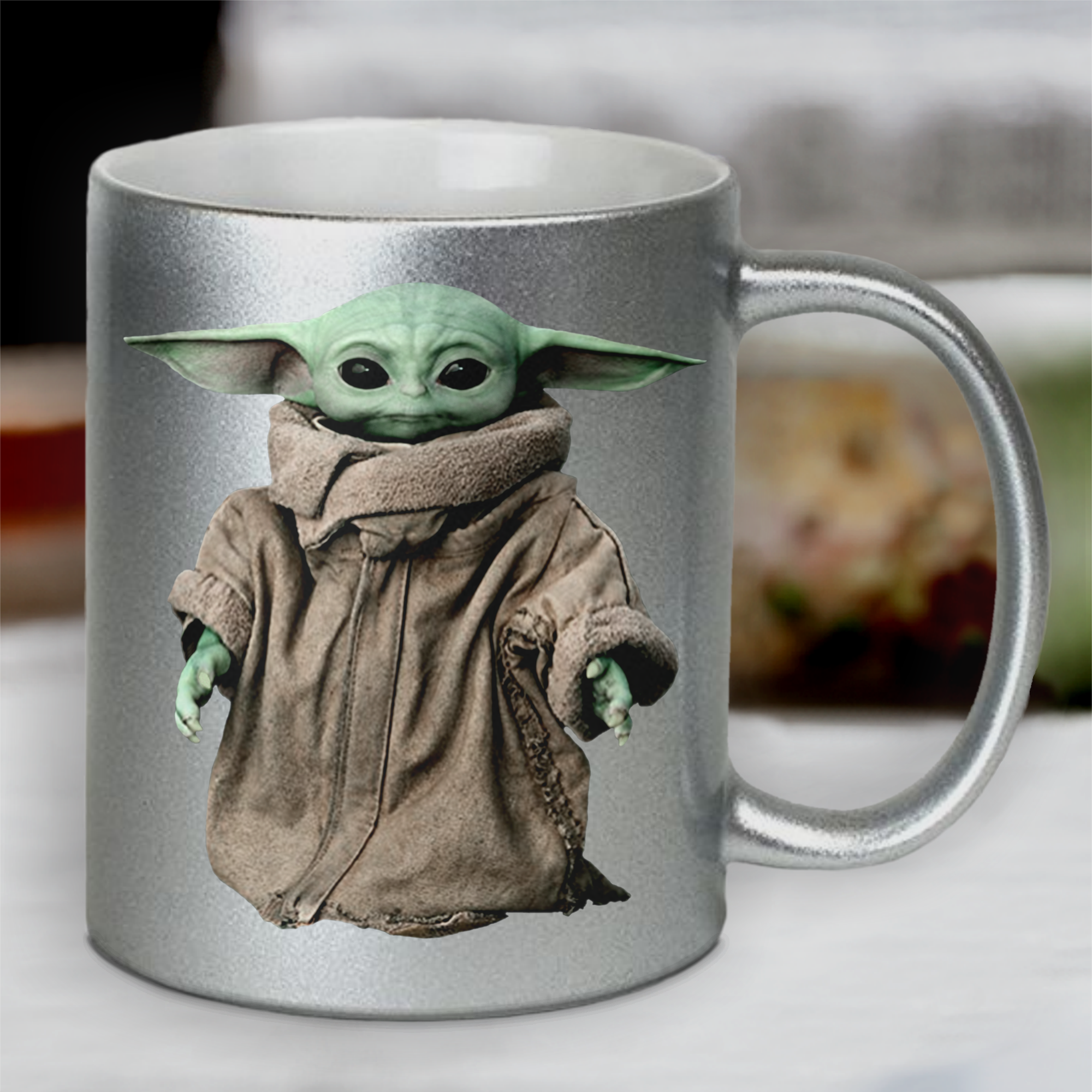 Baby Yoda Mandalorian Mug/ Disney The Child Silver Metallic Coffee Mug –  Jin Jin Junction