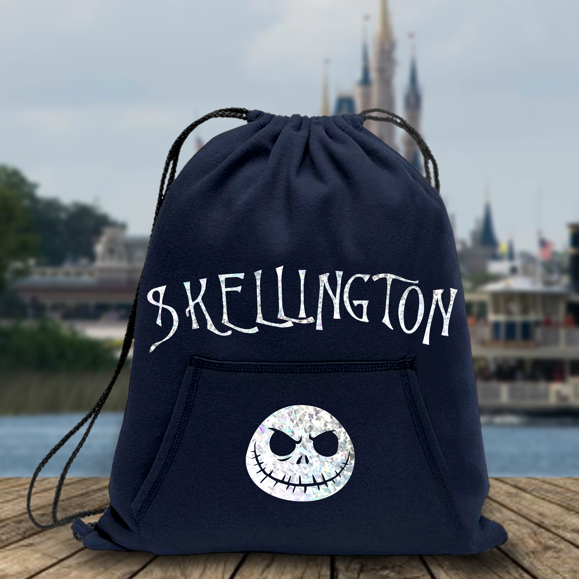 Disney Blue and White Jack Skellington Patterned Backpack Disney Nightmare Before Christmas 16” Backpack Jack  main image 3