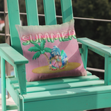 Summer Gnome Throw Pillow/ Watermelon Foil Balloons And Tie Dye Beach Surfing Gnome With Palm Tree Summer Décor