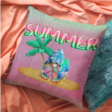 Summer Gnome Throw Pillow/ Watermelon Foil Balloons And Tie Dye Beach Surfing Gnome With Palm Tree Summer Décor