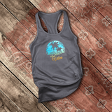 Tropical Summer Tanks/ Beach Vibes Aqua Blue Sunset Palm Trees Hibiscus Vacation Tank Top