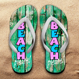 BEACH PLEASE! Flip Flops/ Summer Beach Flip Flops/ Beach Vacation Flip Flops/ Tropical Summer Beach Sandals/ Beach Wedding Flip Flops