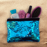 Custom Disney Sequin Cosmetic Bag/ Rose Pink, Blue Gift/ Personalized Minnie Mouse Polkadot Bow Flip Sequin Makeup Case