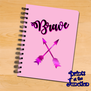 Brave Breast Cancer Awareness Journal Gift/ Brave Survivor/ Fighter Journal/ Brave Arrows Notebook/ Beat Breast Cancer Spiral Journal Gift