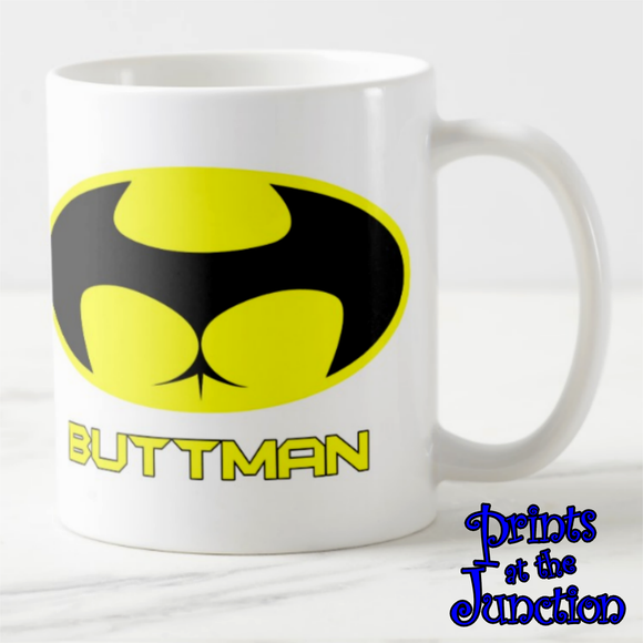 Batman Coffee Mug Gift/ Buttman/ Batman Ceramic Coffee Mug/ Funny Batman Coffee Lover Mug/ Superhero Coffee Mug/ Gifts For Him