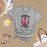 Breast Cancer Awareness Shirts/ Nautical Pink Anchor In Hope And Ribbon T Shirts