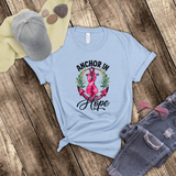 Breast Cancer Awareness Shirts/ Nautical Pink Anchor In Hope And Ribbon T Shirts