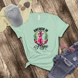 Breast Cancer Awareness Shirts/ Nautical Pink Anchor In Hope And Ribbon T Shirts