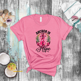 Breast Cancer Awareness Shirts/ Nautical Pink Anchor In Hope And Ribbon T Shirts
