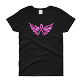 Breast Cancer Shirt, Angel Wings Cancer Awareness Shirts, Metallic Pink Ribbon Angel Wings, Breast Cancer Memorial Shirt