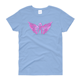Breast Cancer Shirt, Angel Wings Cancer Awareness Shirts, Metallic Pink Ribbon Angel Wings, Breast Cancer Memorial Shirt