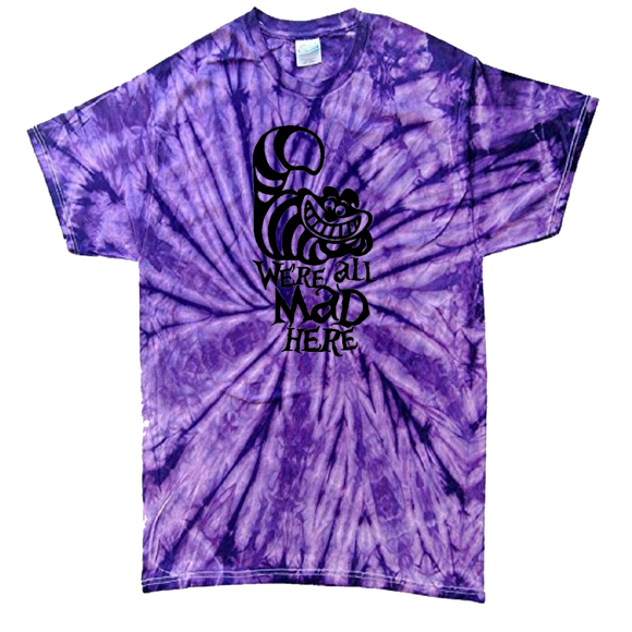 Disney Cheshire Cat Tie Dye Shirt/ Alice In Wonderland Tie Dye T-Shirt/ We’re All Mad Here Matching Family Vacation Tie Dye Shirts