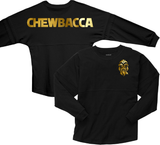 Star Wars Chewbacca Jersey/ Gold Chewbacca Spirit Shirts/ Disney Metallic Gold Wookie Vacation Oversized Jersey Top