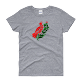 Christmas Shirts/ Cardinal T-Shirts/ Cardinal And Berries Metallic Red And Green Winter Holiday Party Top Christmas Gift