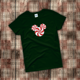 Disney Christmas Shirts/ Peppermint Mickey T-Shirts/ Glitter Red Candy Swirl Winter Holiday Party Top Christmas Gift