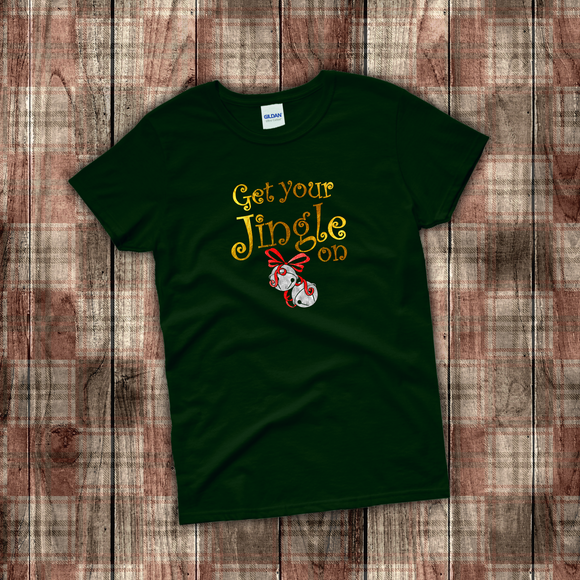 Christmas Shirts/ Jingle Bells T-Shirts/ Get Your Jingle On Silver Bells Funny Winter Holiday Party Top Christmas Gift