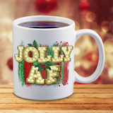 Christmas Mugs/ Jolly AF Coffee Mug/ Marquee Lights Funny Christmas Bling Coffee Lover Gift