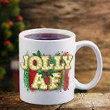 Christmas Mugs/ Jolly AF Coffee Mug/ Marquee Lights Funny Christmas Bling Coffee Lover Gift