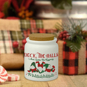 Christmas Gnome Ceramic Jar/ Funny Gnome Eggnog Creamer/ Sugar/ Spice Jar With Cork Lid Holiday Farmhouse Kitchen Gift