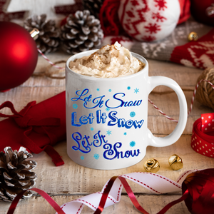 Christmas Snow Mug/ Let It Snow Quote Winter Snowflake Holiday Coffee Mug Gift
