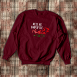 Christmas Mistletoe Sweatshirt/ Holiday Meet Me Under The Mistletoe Fleece Sweater/ Metallic Red, Green Bling Top