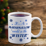 Christmas Marshmallow World Mug/ It’s A Marshmallow World In The Winter Holiday Snowflakes Coffee Mug