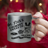 St. Nick’s Christmas Mugs/ Old Fashioned Santa Metallic Silver Gold Coffee Mug/ Retro Chimney Advertisement Winter Holiday Mug Gift