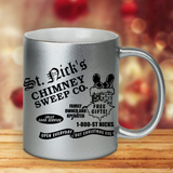 St. Nick’s Christmas Mugs/ Old Fashioned Santa Metallic Silver Gold Coffee Mug/ Retro Chimney Advertisement Winter Holiday Mug Gift