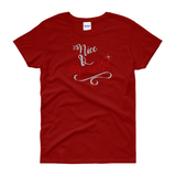 Christmas Shirts/ Glitter Nice And Naughty T-Shirts/ Silver And Red Naughty List Bling Holiday Top Christmas Gift