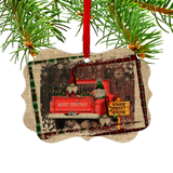 Christmas Gnome Ornament/ Antique Red Truck Christmas Plaid Rustic Country Holiday Farmhouse Ornament/ Christmas Gift Tag