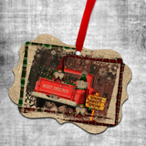 Christmas Gnome Ornament/ Antique Red Truck Christmas Plaid Rustic Country Holiday Farmhouse Ornament/ Christmas Gift Tag