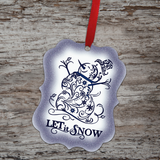 Christmas Let It Snow Ornament/ Blue Swirly Filigree Snowman Holiday Benelux Ornament/ Gift Tags