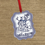 Christmas Let It Snow Ornament/ Blue Swirly Filigree Snowman Holiday Benelux Ornament/ Gift Tags