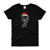 Christmas Shirts/ Santa Claus T-Shirts/ Silver Snowflake Santa Beard And Red Hat Winter Holiday Top Christmas Gift