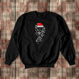 Christmas Sweatshirt/ Santa With Snowflakes Beard Shirt/ Metallic Silver And Red Holiday Fleece Sweater