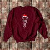 Christmas Sweatshirt/ Santa With Snowflakes Beard Shirt/ Metallic Silver And Red Holiday Fleece Sweater