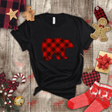 Christmas Bear Shirts/ Red Buffalo Plaid Bear Winter Holiday T shirts