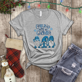Christmas Shirts/ Chillin With My Gnomies Winter Blue Sweater Gnome Trio Pajama T shirts