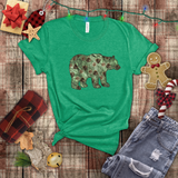 Christmas Bear Shirts/ Emerald Green Bear And Pinecones Winter Holiday T shirts