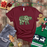 Christmas Bear Shirts/ Emerald Green Bear And Pinecones Winter Holiday T shirts