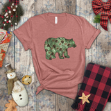 Christmas Bear Shirts/ Emerald Green Bear And Pinecones Winter Holiday T shirts