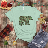 Christmas Bear Shirts/ Emerald Green Bear And Pinecones Winter Holiday T shirts