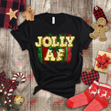 Christmas Shirts/ Jolly Af Gold Marquee Letter Lights Holiday Bling T shirts